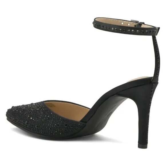 ADRIENNE Vittadini BNWT "Norena" Ankle Strap Black Jeweled Heel Women New - Picture 11 of 11